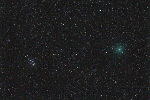 Comet 103P/Hartley 2 and NGC 457, "The Owl or ET Cluster"