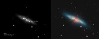 Image of the supernova, compared to image of M82 taken in 2010