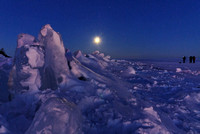Eclipsed moon over Lake Superior Ice, 3/3/07