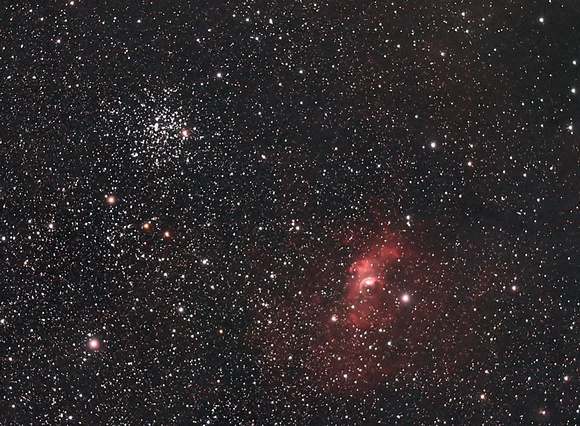 M52 and NGC 7635 (Bubble Nebula)